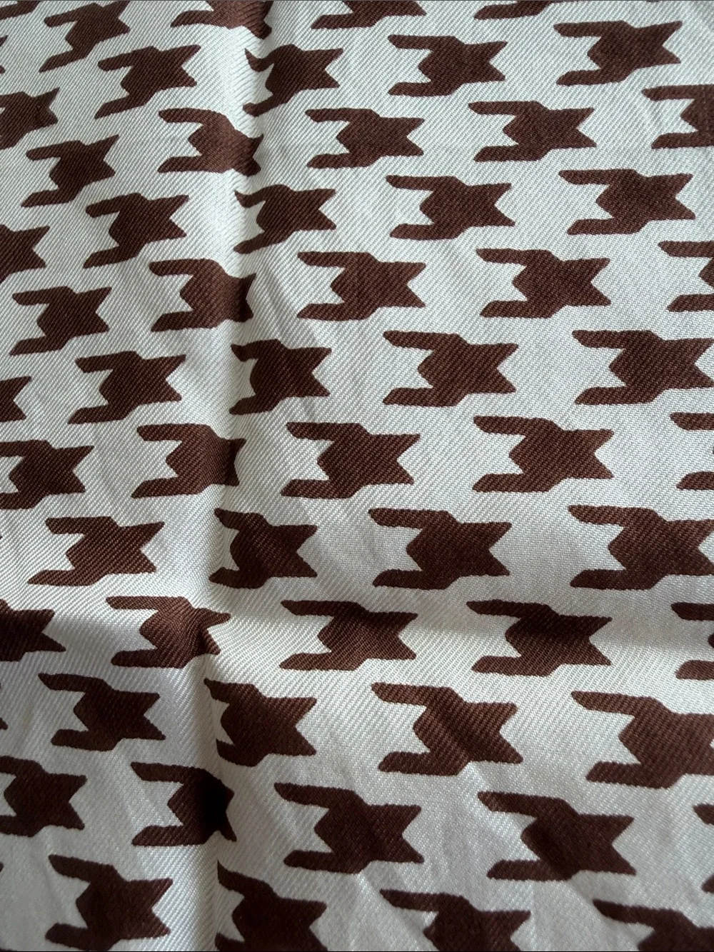 MCM Silk Cream and Chocolate Brown Paisley, Houndstooth & Polka Dot Scarf